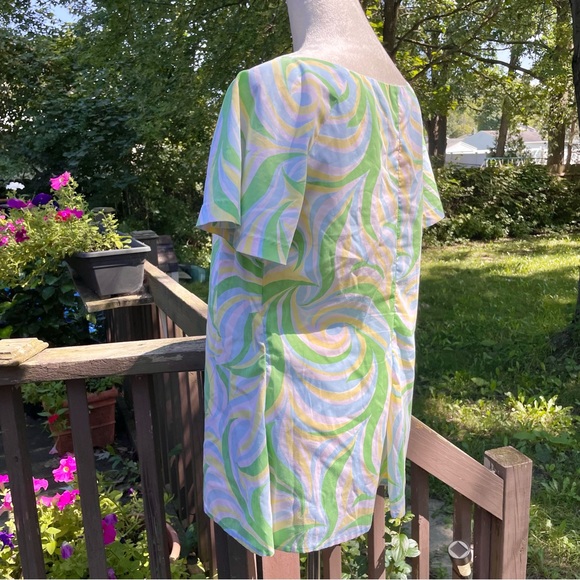Vintage 60s 70s Homemade Psychedelic Print Tunic Top Sz M / L - Picture 12 of 12
